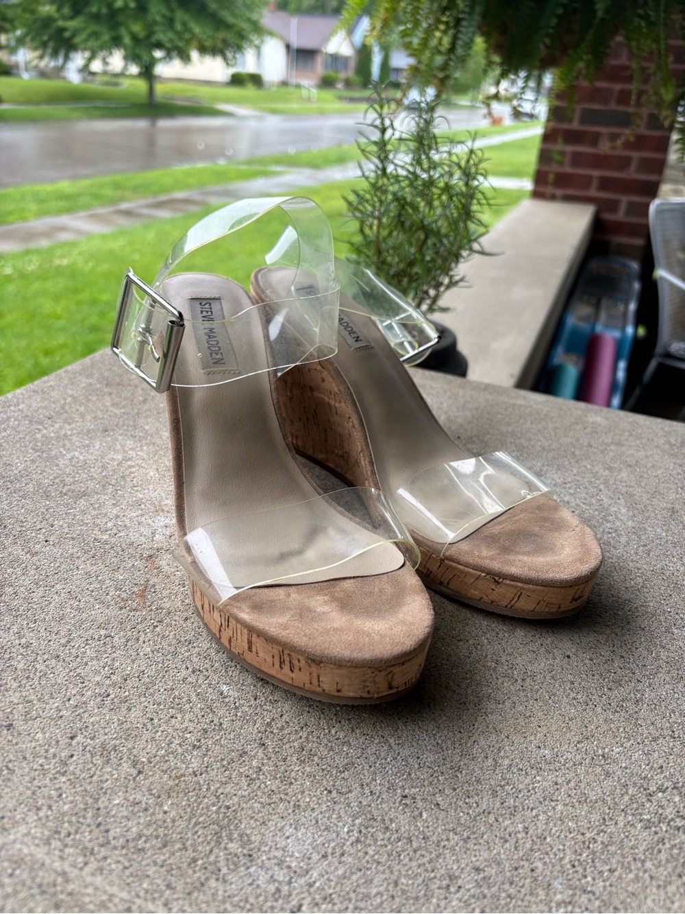 Steve Madden Clear Wedge Sandals